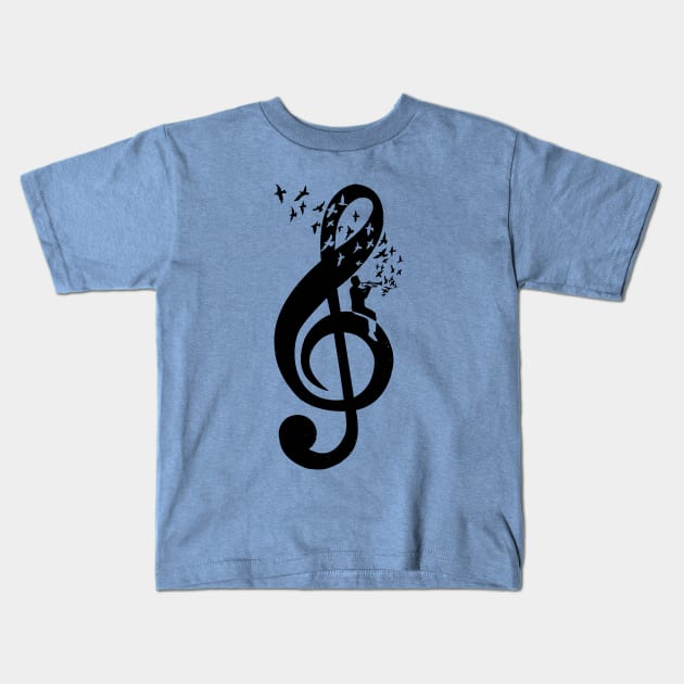 Treble Clef - trumpet Kids T-Shirt by barmalisiRTB